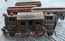 Antique Rare Cast Iron Hubley Train Red White & Blue Normandie America PRR No. 6