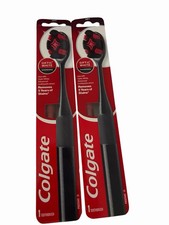 Colgate Optic White Charcoal Soft Toothbrushes Black   2 Pack   New