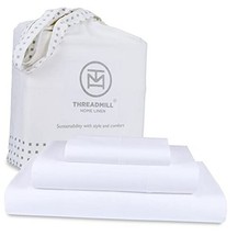 Luxury 600 Thread Count 100 Cotton Size Sheets, 3 Pc Twin F. Hotel White