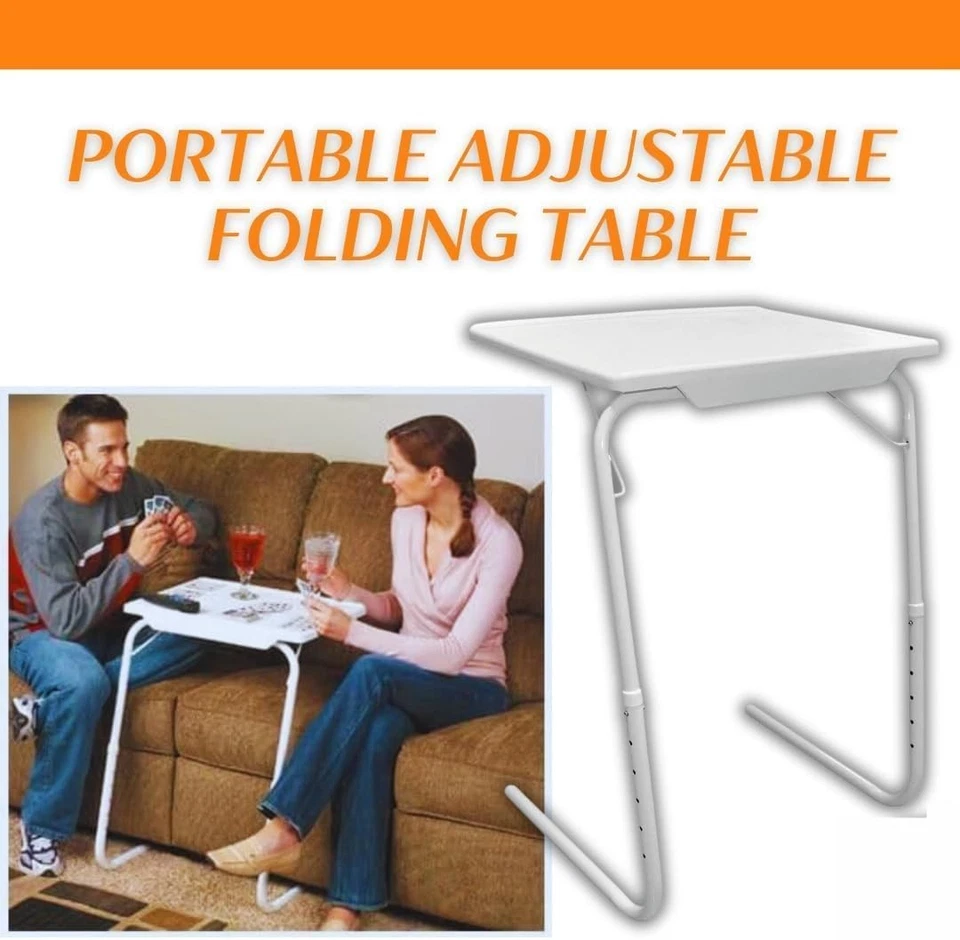 ADJUSTABLE TABLE MATE PORTABLE TV DINNER LAPTOP TRAY FOLDING DESK SOFA BED - Image 3 of 4