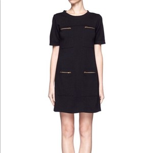 black and gold shift dress