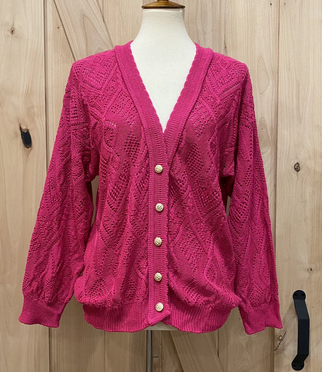 Womenu0026#039;s Vintage Pink Granny Grandma Sweater Cardigan Button up USA |  eBay