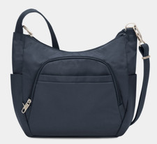 Travelon Rfid Anti-theft Essential Crossbody Bucket Messenger Bag Blue