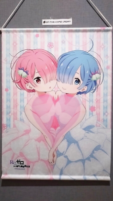 W suede Tapestry Wall scroll] Ram Rem Re:ZERO newly drawn B2 size
