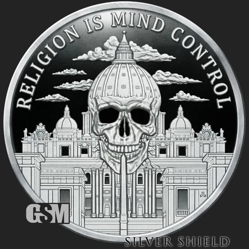 2021 1OZ Religion is Mind Control Proof - Silver Shield - Mini-Mintage Round