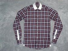 Eton Shirt Men's 15 38 Blue Tartan Plaid Long Sleeve slim fit workwear golf flaw