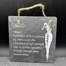 Rustic Natural Black Slate Kitchen Wall Art Hanging Carrot Sign Plaque Decor