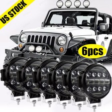 6x Round 7 Inch Led Work Light Offroad Atv 4wd Suv Driving Bumper Fog Pods