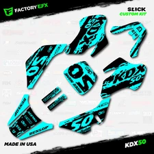 Black & Cyan Slick Camo Racing Graphics kit Fits 03-06 Kawasaki Kdx50 Kdx 50