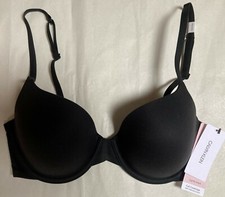 NWT CALVIN KLEIN LIGHTLY LINED FULL COVERAGE BLACK BRA STYLE F3837 SIZE 32D 46