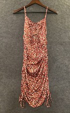 Shein Women’s Red White Floral Print Ruched Tied Sides Short Bodycon Dress Small