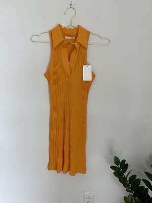 strapless open back dress Orange Polo Tennis Babe Bodycon Ribbed Dress – Aquarius Brand main image 1