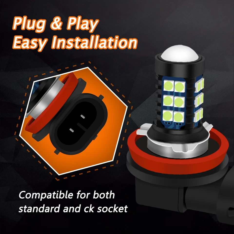 H8 H11 Ice Blue LED Bulbs SMD 3030 Bright Fog Light Plug N Play for Honda Civic - Image 4 of 4