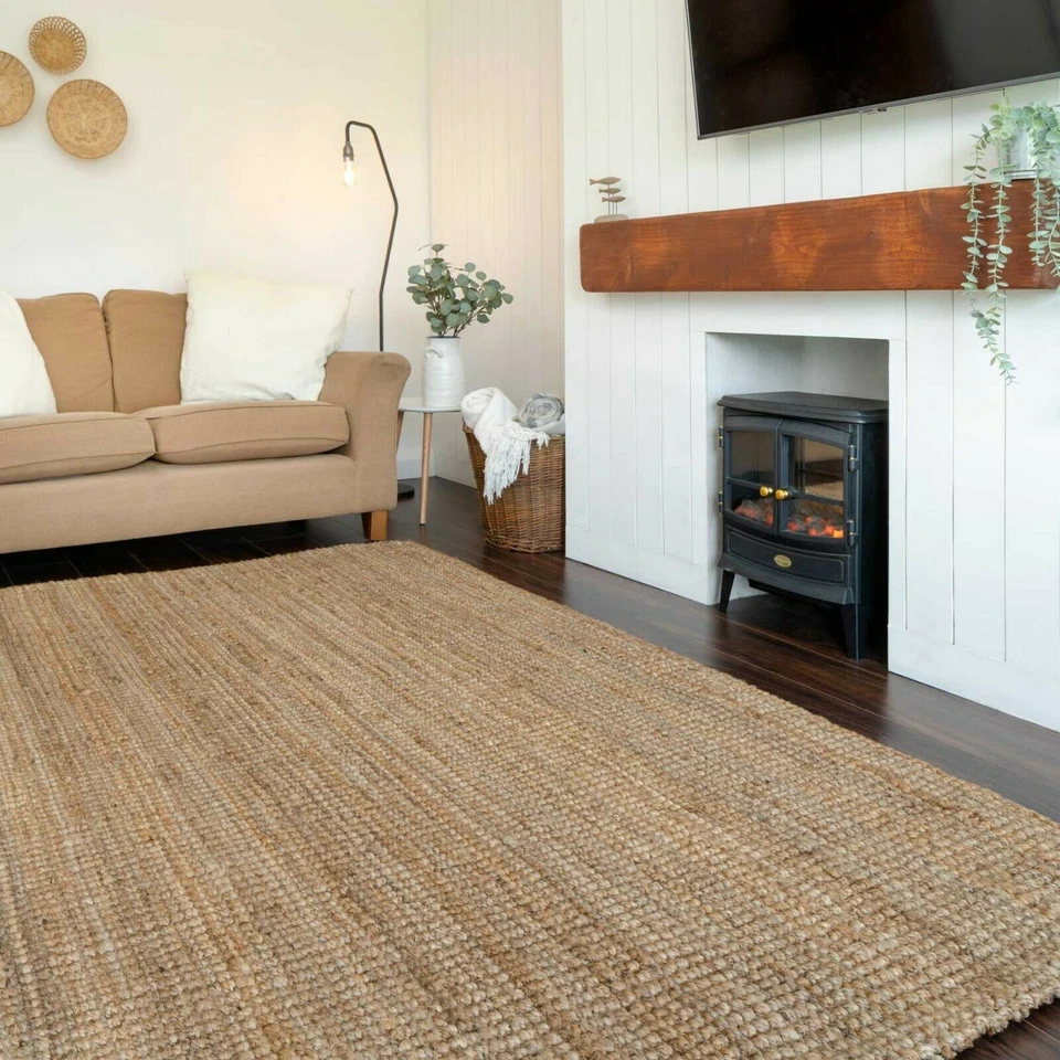 Natural Chunky Jute Rugs Large Living Room Rug Dining Area Hard Wearing Sisal - Image 4 of 4