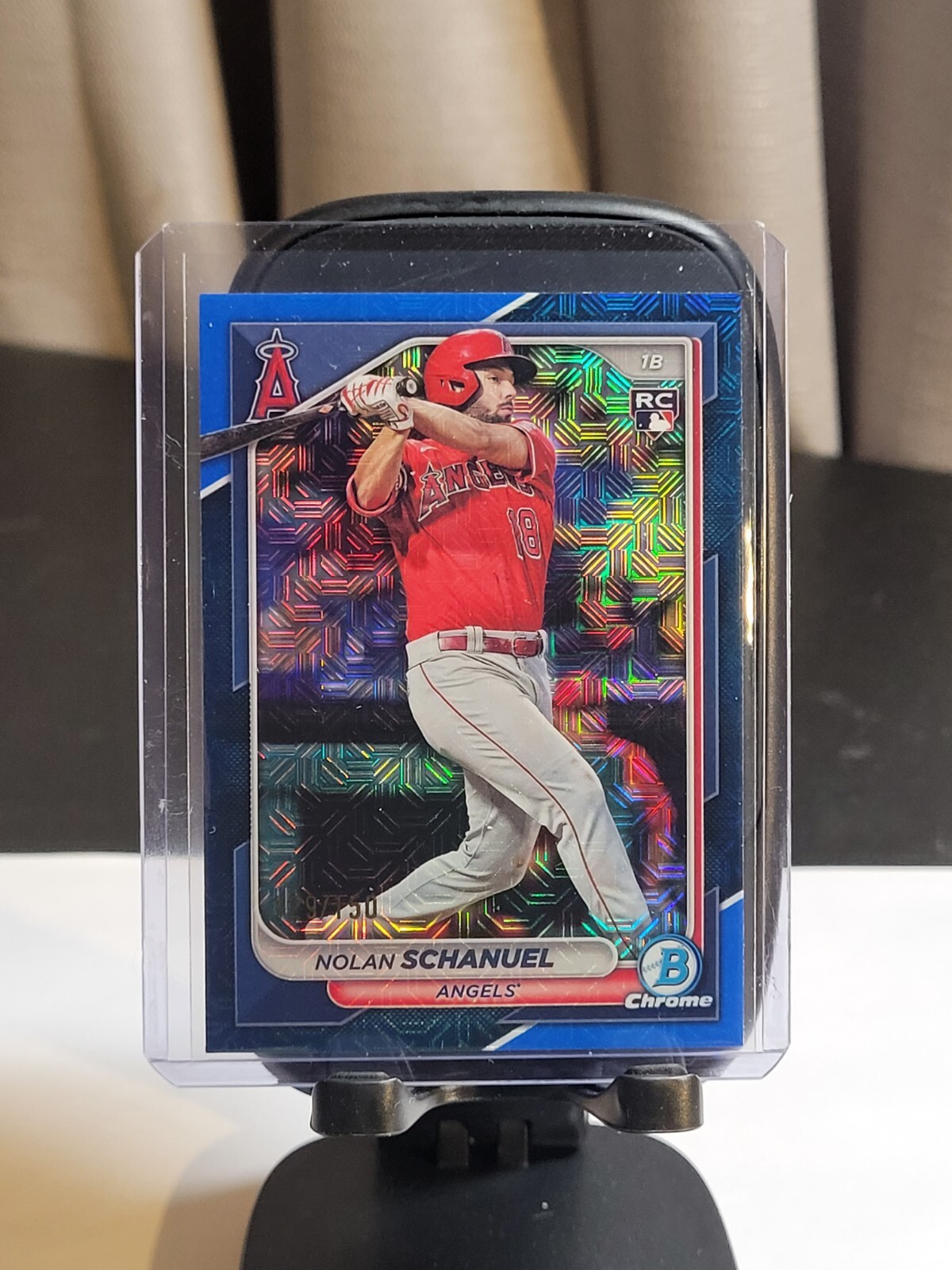 2024 Bowman Chrome Mega Box #47 Nolan Schanuel - Blue Mojo Refractor /150 Rookie