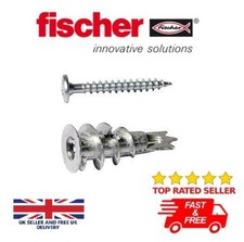 x50 FISCHER GKM FIXINGS PLASTER BOARD DOWEL Ø4-5 X 31MM FIXINGS SCREWS INCLUDED