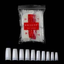 500 Pcs Clear Natural French Shape False Fake Acrylic Nail Art Tips Coffin Nails
