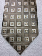 VERSA MENS TIE LIGHT BROWN WITH GOLD AND WHITE 4 X 59 NWOT