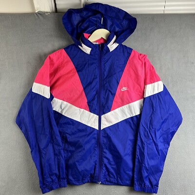 Vintage Nike Jacket Adult L Windbreaker Pink Blue Colorblock 80s