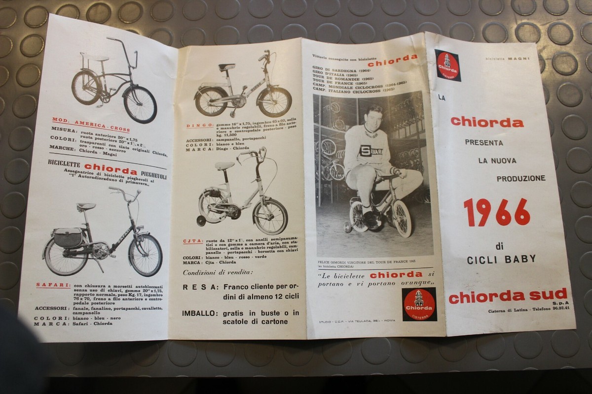 Bicycle CHIORDA 1966 Children's Brochure Leaflet Flyer Gimondi