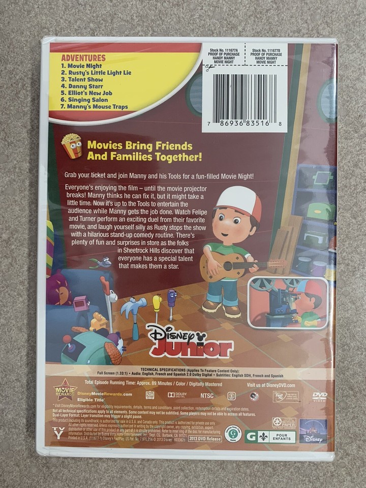 Handy Manny Movie Night (DVD, 2013) Disney Junior New! 786936835168 | eBay