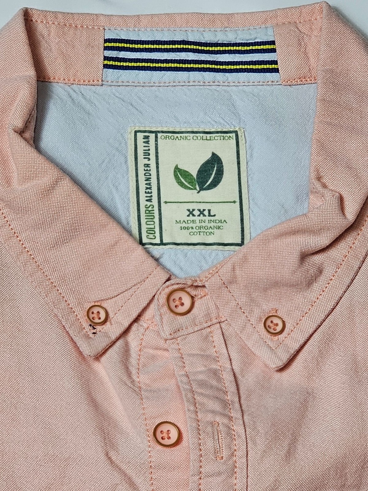 Colours Alexander Julian Mens XXL Organic Cotton Salmon Short Sleeve Shirt image 4