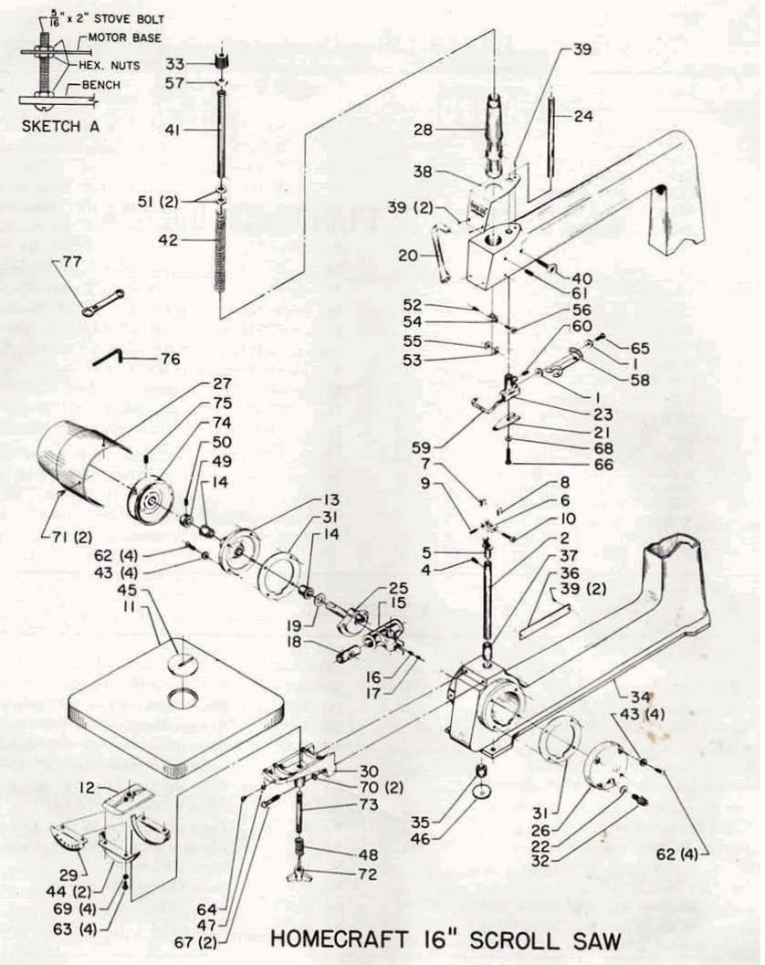 Vintage Rockwell Delta 16" Scroll Saw Right Side Crankcase Cover