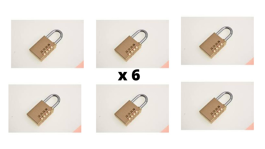 Wickes Combination Padlock Solid Brass x 6