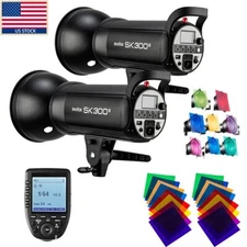 US 600W 2x Godox SK300II 300W Studio Flash Light+Xpro Trigger F Canon Nikon Sony