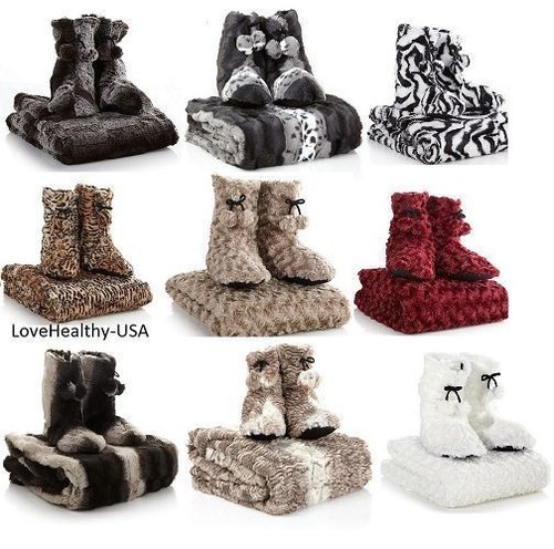 Adrienne-Neutral-Mink-Faux-Fur-Throw-amp-Booties-Set-XL-Large-MSRP-99