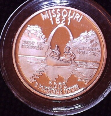 2003-S Missouri Quarter 90% Silver Proof Copy in Coin Capsule