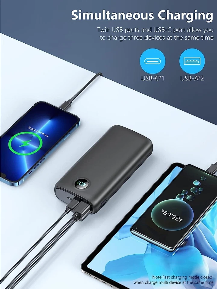 Portable Charger, 30000mAh Power Bank Quick Charging with 2 USB ,1 Type-C Output - Image 3 of 4