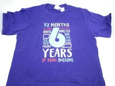 6 Years Old Children's Graphic T-Shirt, Purple, Youth Small FREE SHIPPING