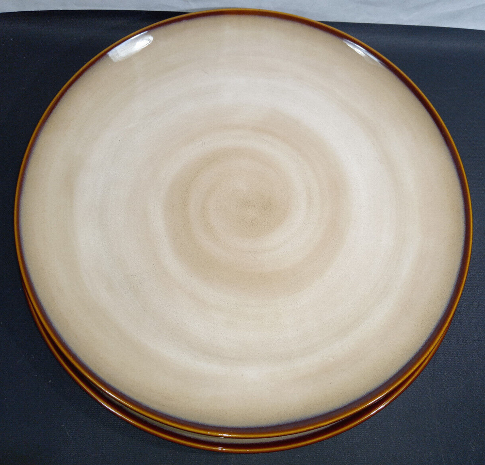 Vintage Sango Nova Brown Serving Platter Chop Plate Discontinued Set of 2 14