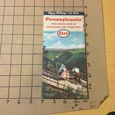 Original Vintage Map -- 1959 PENNSYLVANIA - w Philadelphia -- ESSO
