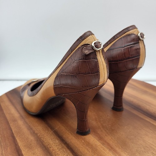 Franco Sarto Pump Heels Womens 8.5 Brown Leather Snake Print Slip On - Photo 9/14