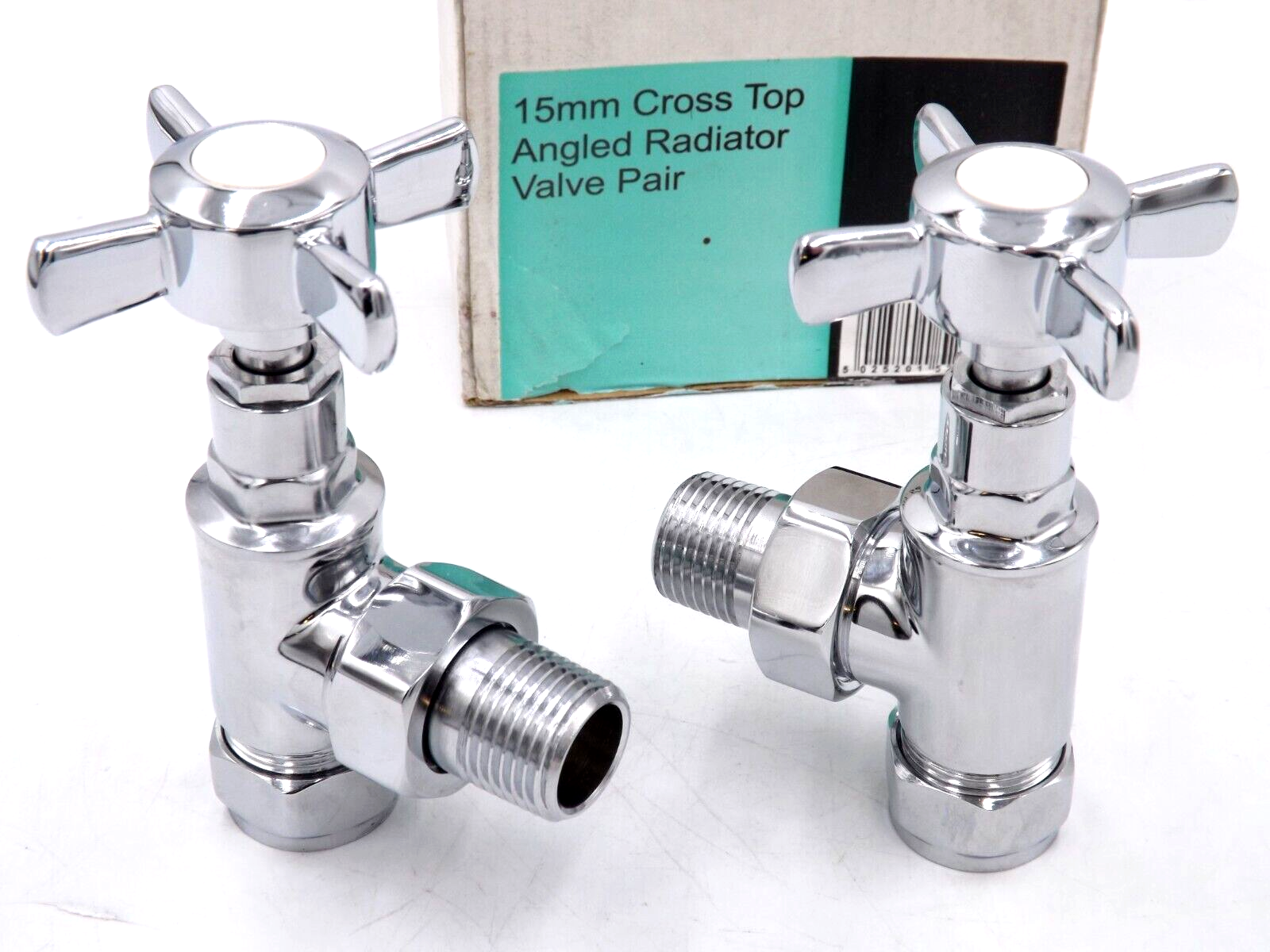 Bologna Chrome Angled Manual Radiator Valve 15mm x 1/2"" (2 Pack) POST & VAT INC