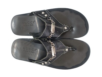 Gucci 00S Tom Ford Era Metal Chain Logo Slides Vintage