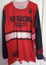 Fly Racing Kinetic Motocross Jersey Large Red Polyester Riding Shirt