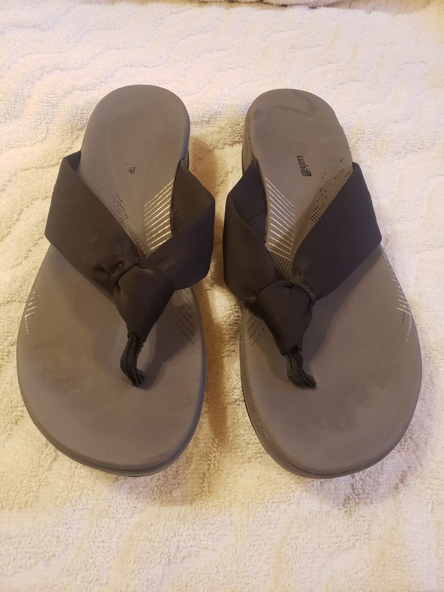 Clarks Cloud Steppers Cushion Soft, Black, Flip Flops Women's