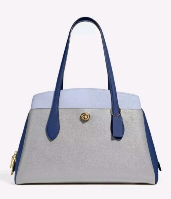   NWT Coach Colorblock Lora Carryall Tote Bag Large Shoulder GRANITE ORG PKG