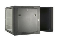 600x550x500mm Glass Door 9U Wall-Mounted Metal Rackmount Data Cabinet - Black