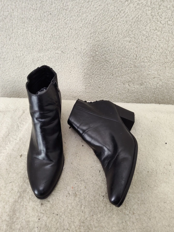 Botas Aldo Mujer 11 Negras Cuero PU Tacón Bloque Botines con Cremallera Zapatos Foto 4 de 4