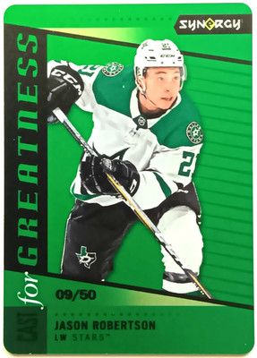 2020-21 UD Synergy Cast For Greatness Green Jason Robertson /50 Dallas Stars