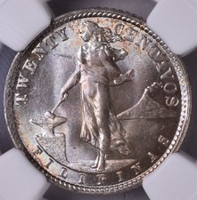 1938 M Philippines 20 Centavos 4g Silver 0.750 - NGC MS64 