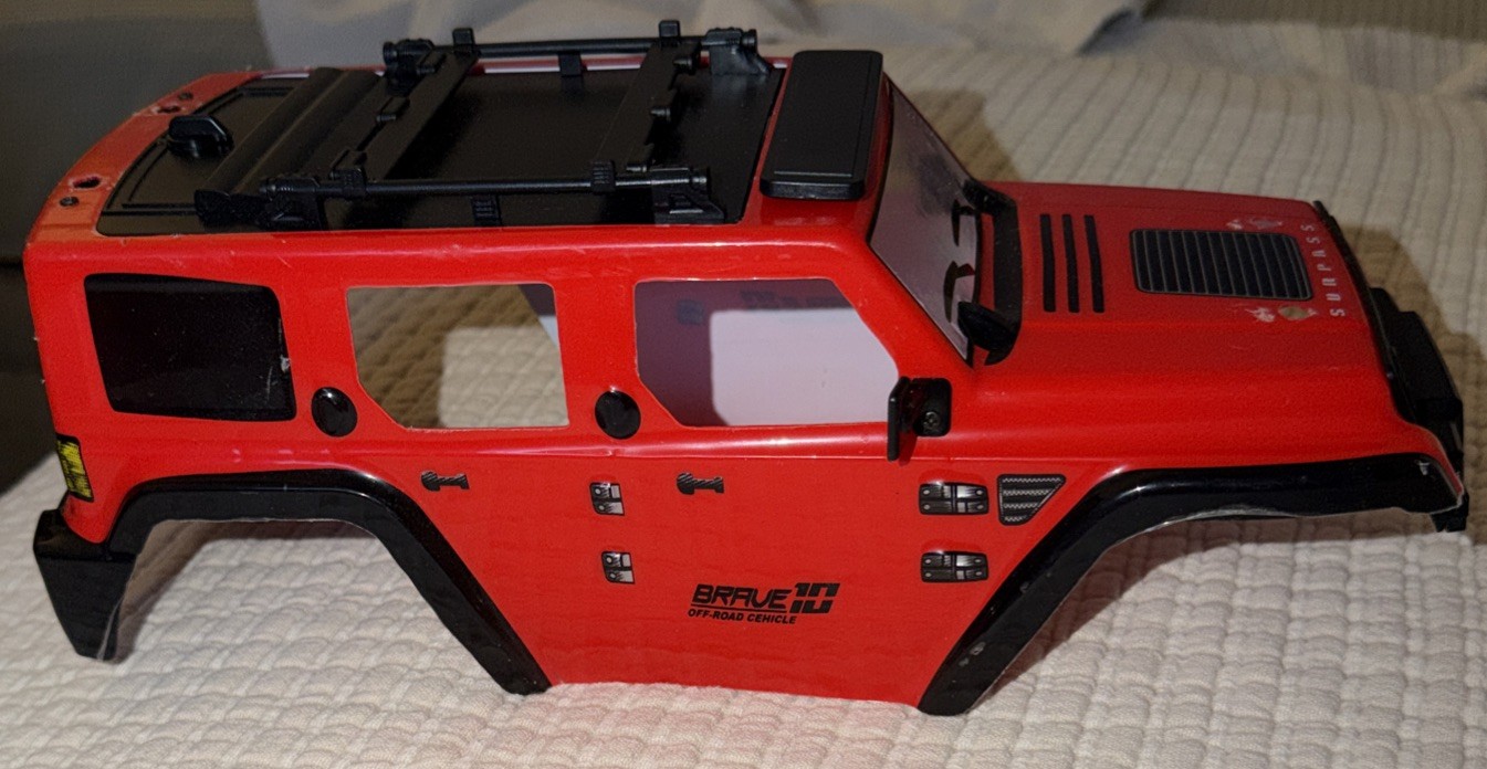 Subotech BG1521 1/14 RC Truck Jeep Wrangler Red Hard Body Shell W/ Roof Rack
