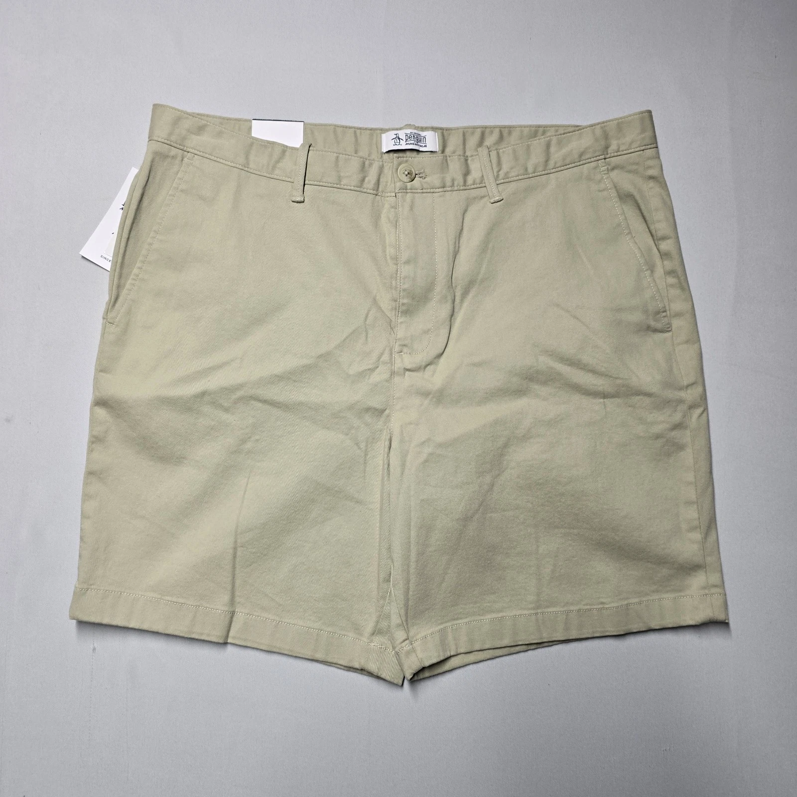 Penguin Men's Khaki Shorts Size 38 Slim Fit/ Stretch Beige Tan