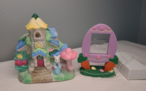 Happy Hollow 2003 Easter Church/House & Light Up Egg Bunny Mushrooms