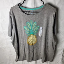 Croft & Barrow Shirt Womens 2X Gray The Classic Tee Crew T-Shirt New