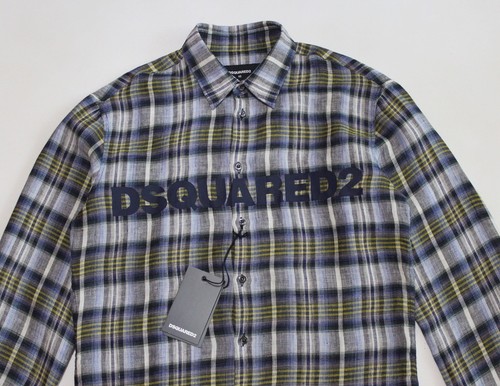 Men's DSQUARED2 D2 Relaxed DAN Shirt 100% Linen Checked Print Button Up (S/M*) - Picture 8 of 16